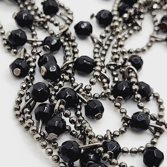 Premier Designs Silver tone & Black Glass Bead Multi ball Chain Necklace - Picture 9 of 9